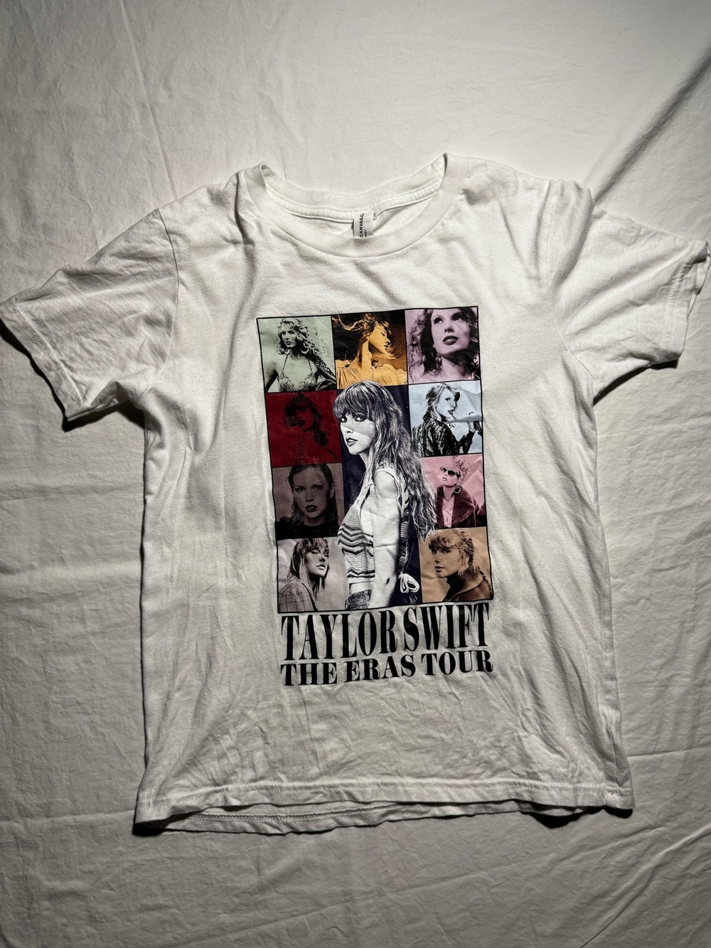 Taylor Swift Eras Concert Tour T Shirt Off White Short Sleeve Kids Size Large